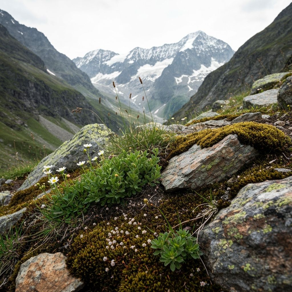 Alpine Natural Textures and Mountain Flora
